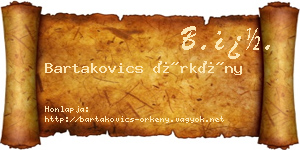 Bartakovics Örkény névjegykártya